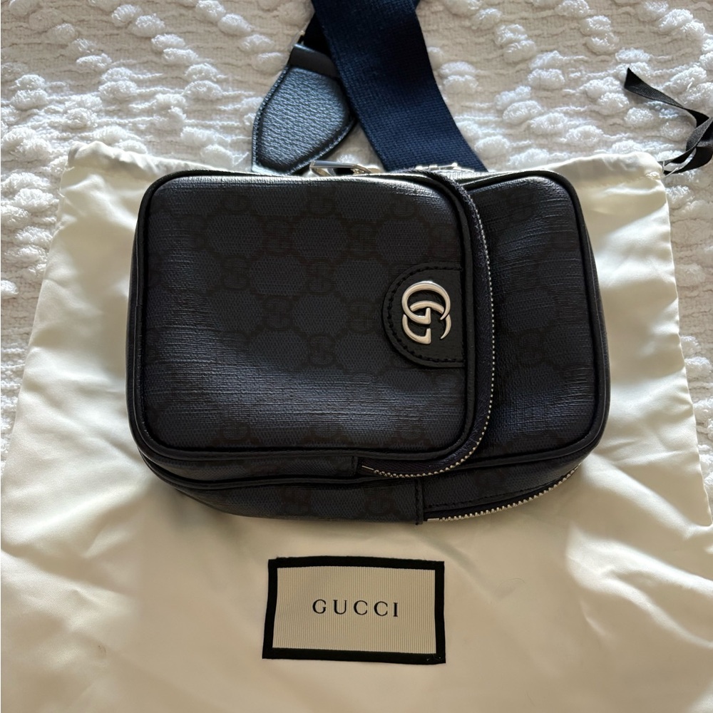 Gucci Dark Navy Blue Double G OPHIDIA Mini Shoulder/Cross Body Bag